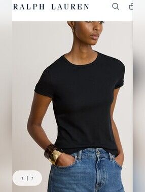 Ralph Lauren Women’s 100% Cotton Black Crewneck Tee Large